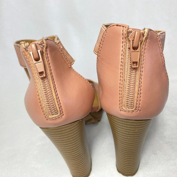 Report Women's Natural Tan Straps Platform Heels Size 7 - Picture 5 of 7
